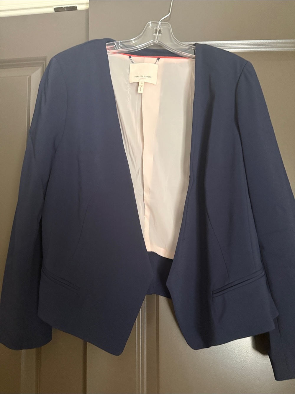 Rebecca Taylor Navy Collarless Open Blazer